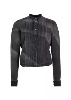 Loewe Pleated Denim Button-Up Long-Sleeve Shirt