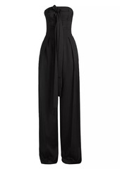 Loewe Pleated Tie-Bustier Strapless Jumpsuit