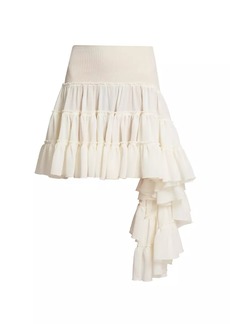 Loewe Silk-Blend Ruffled Tulle Miniskirt