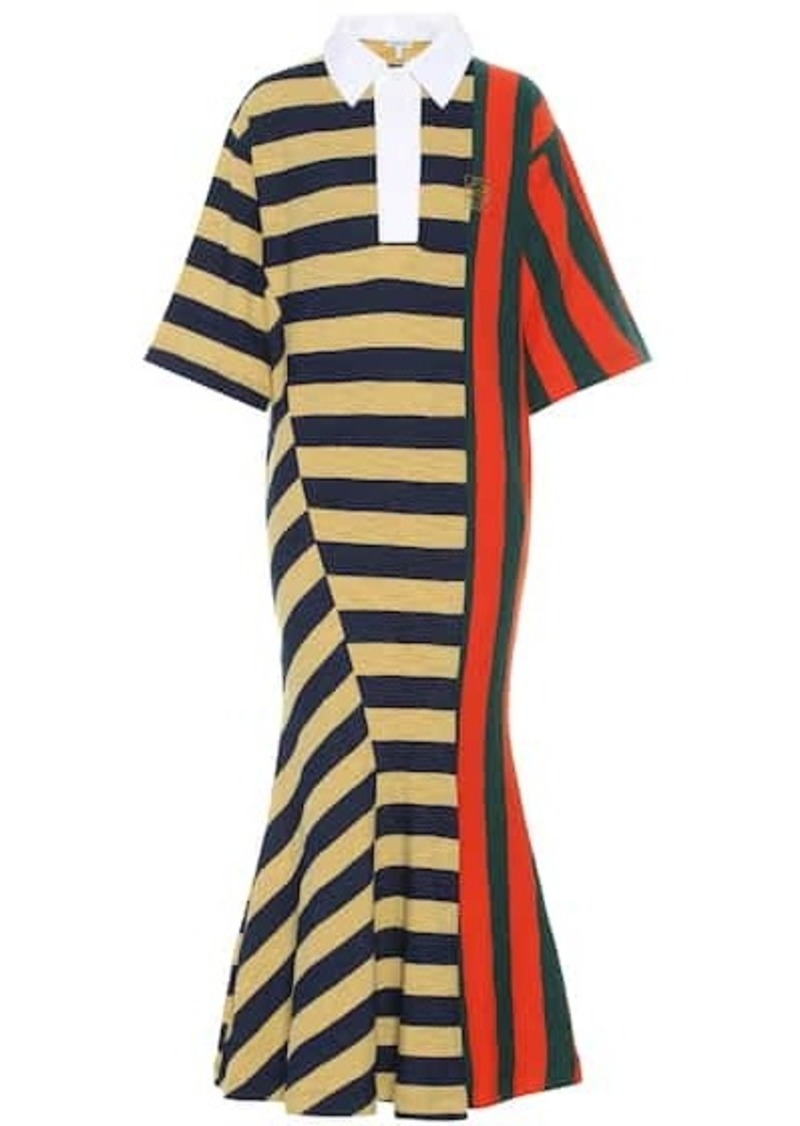 striped cotton midi dress