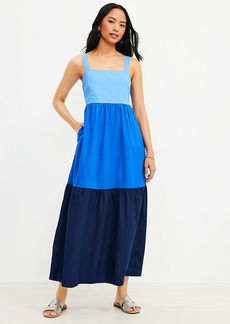 LOFT Colorblock Tiered Maxi Pocket Dress