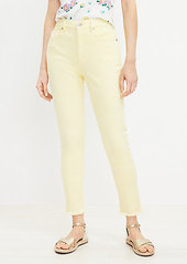 LOFT Curvy Frayed High Rise Skinny Jeans in Brulee