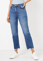 LOFT Curvy Fresh Cut High Rise Straight Crop Jeans in Authentic Dark Indigo Wash