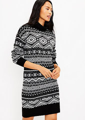 LOFT Fair Isle Turtleneck Sweater Dress