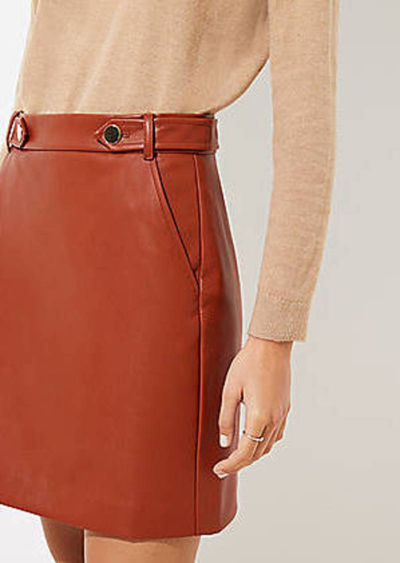 loft brown leather skirt