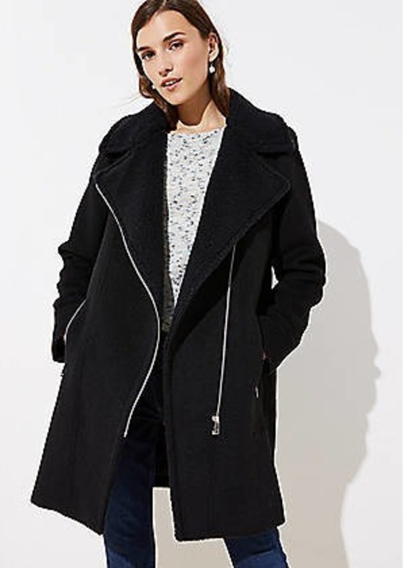 loft faux suede aviator coat