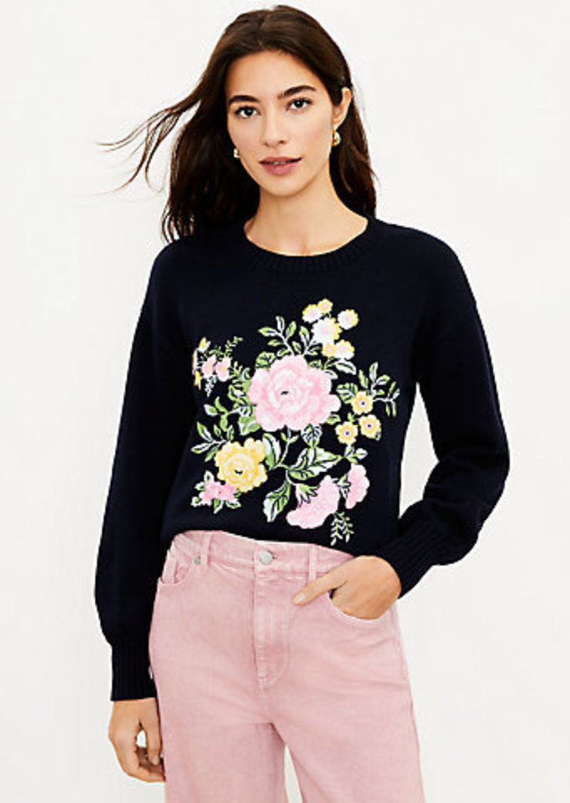 New Women Ladies Floral Embroidery Jumper Sweatshirt Sweater Top LC 