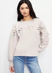 LOFT Floral Lace Trim Sweatshirt