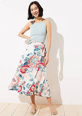 LOFT Floral Wrap Midi Skirt