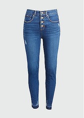 LOFT High Waist Skinny Crop Jeans in Staple Dark Indigo Wash 