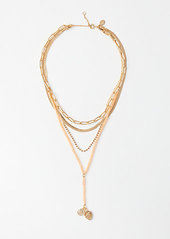 LOFT Layered Beaded Pendant Necklace