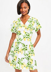 LOFT Lemon Flutter V-Neck Pocket Dress