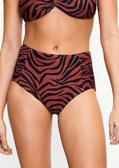 LOFT Beach Animal Print Ruched High Waist Bikini Bottom