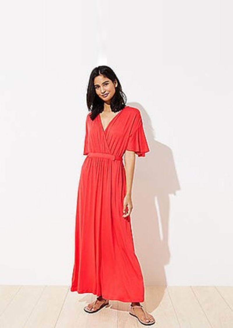 red short sleeve maxi dress