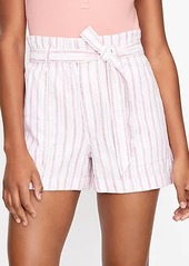 LOFT Paperbag Pull On Shorts in Striped Linen Blend