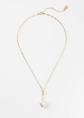 LOFT Pearlized Heart Charm Y Necklace