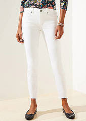 LOFT Petite Curvy Chewed Hem Slim Pocket Skinny Crop Jeans in White