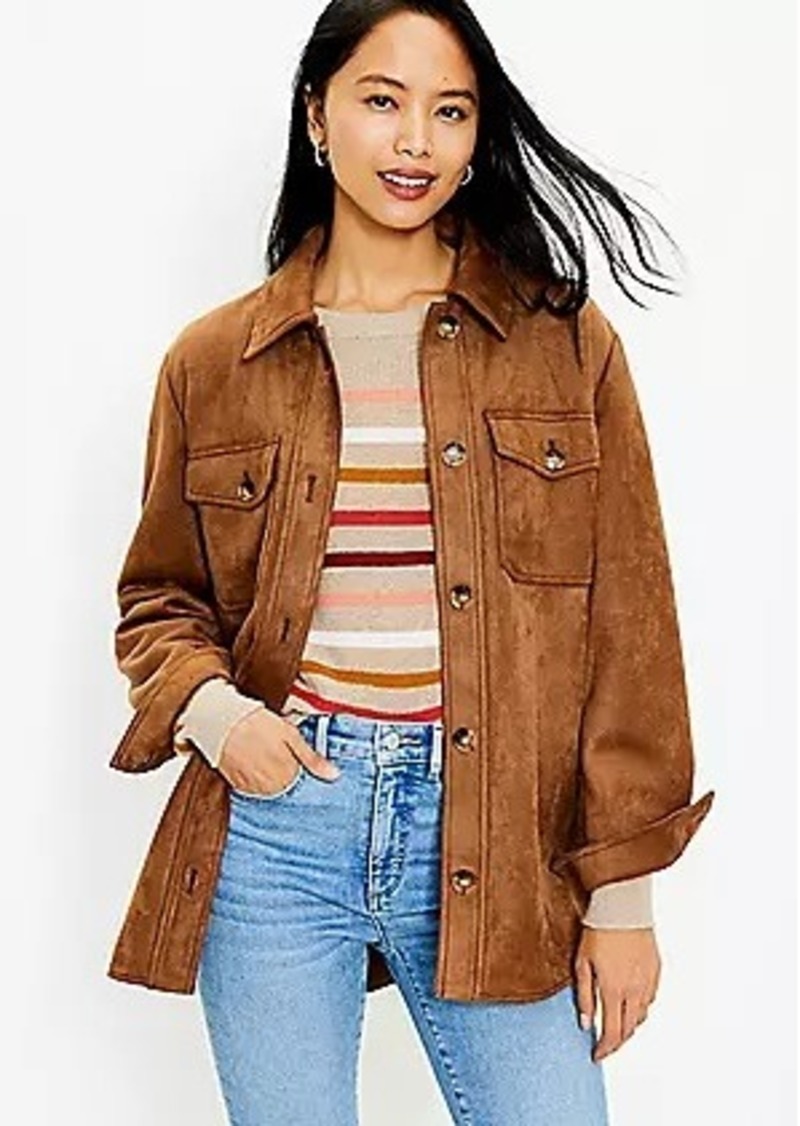 loft faux suede aviator coat