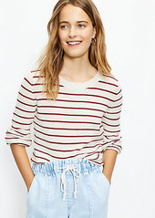 LOFT Petite Stripe Draped Sleeve Sweater