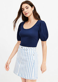 LOFT Petite Striped Denim Skirt