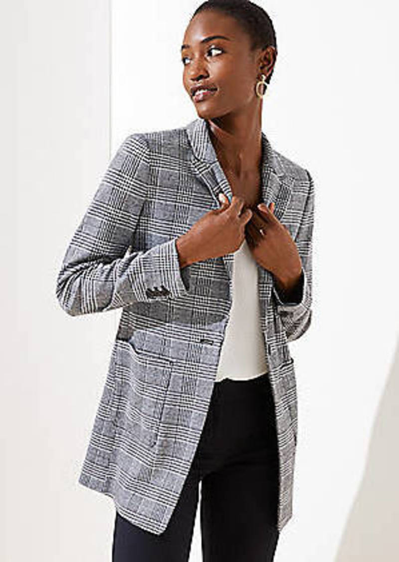 loft plaid blazer womens