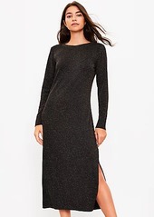 LOFT Shimmer Long Sleeve Midi Dress