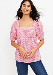 LOFT Shimmer Puff Sleeve Square Neck Top