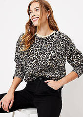 LOFT Leopard Print Cozy Sherpa Sweatshirt 
