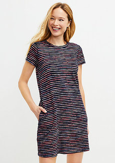LOFT Striped Sweatshirt Pocket Tee Dress