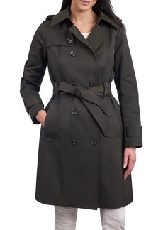 London Fog Belted Water Repellent Trench Coat with Removable Hood
