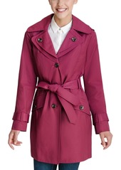 London Fog Petite Hooded Belted Water-Resistant Trench Coat, Created for Macy's
