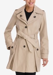 London Fog Petite Hooded Belted Trench Coat