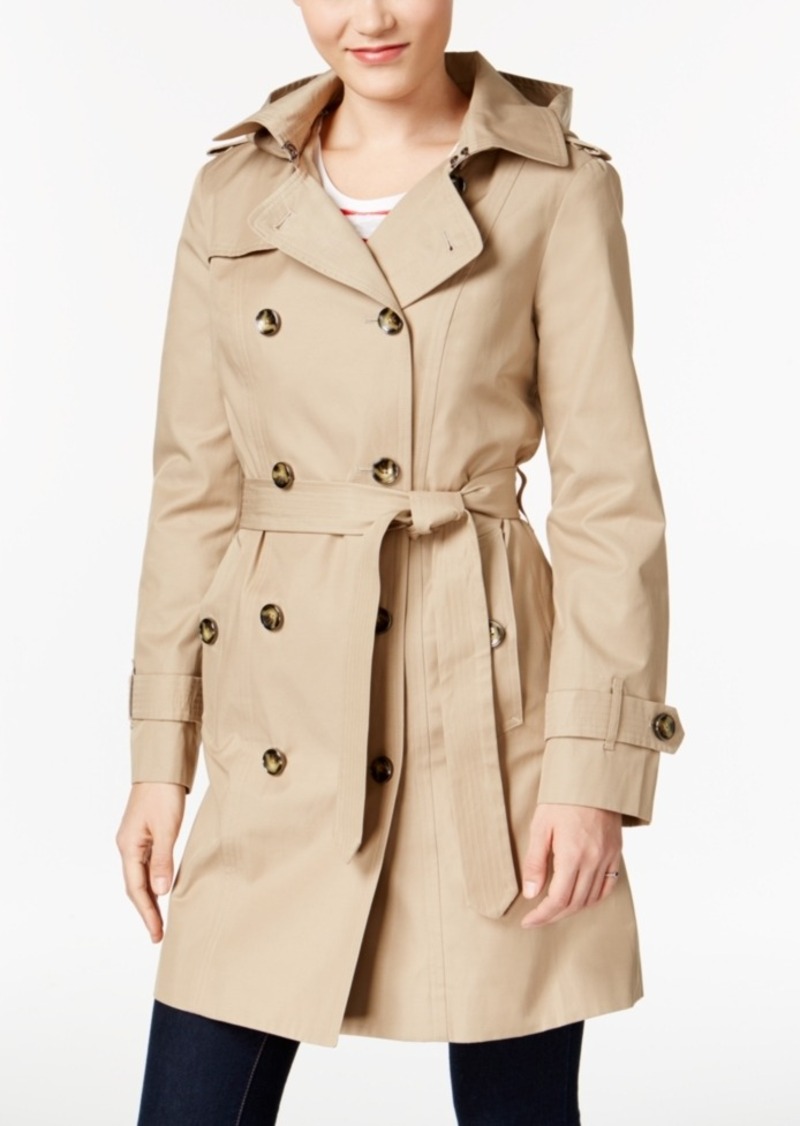 London Fog London Fog Hooded Double-Breasted Trench Coat | Outerwear