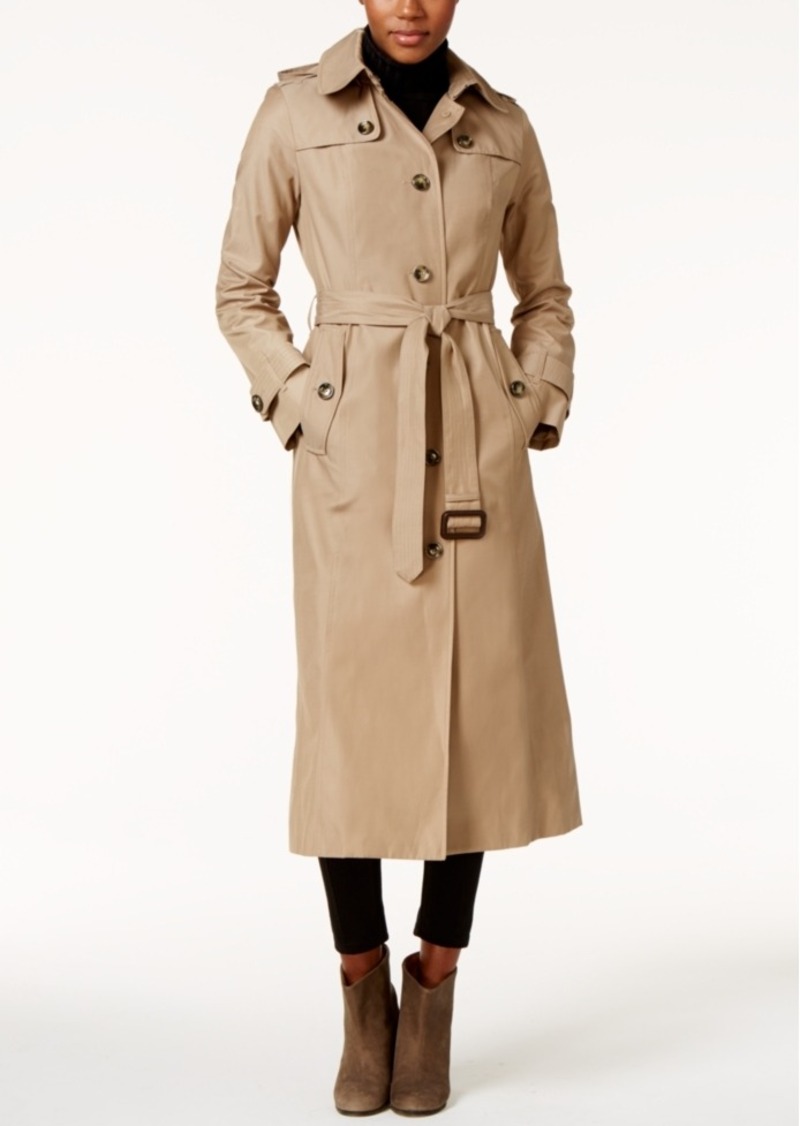 London Fog London Fog Hooded Water-Resistant Maxi Trench Coat | Outerwear