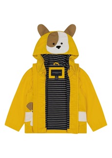 London Fog Kids' Puppy Water-Resistant Rain Slicker Hooded Jacket in Yellow at Nordstrom Rack