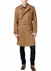 LONDON FOG Men's Plymouth Double Breasted Belted Micro Twill Light Lined Trench Coat  42