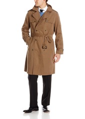 LONDON FOG Men's Plymouth Double Breasted Belted Micro Twill Light Lined Trench Coat  L