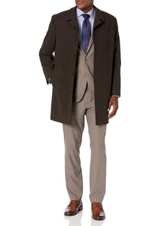 London Fog Men's Signature Wool Blend Top Coat Brown/Black Heather Black 36S