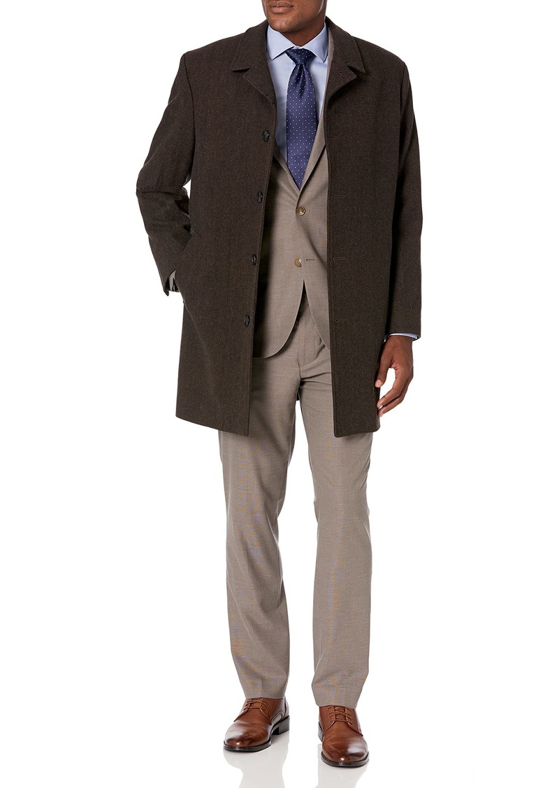 London Fog Men's Signature Wool Blend Top Coat Brown/Black Heather Black R