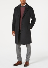London Fog Big and Tall Signature Wool-Blend Overcoat - Dark Charcoal