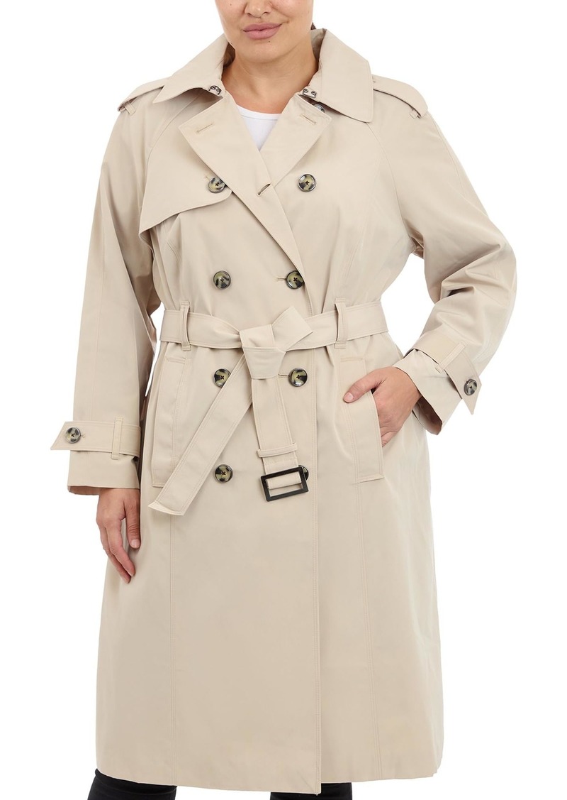 London Fog Women's Double-Breasted 3/4 Length Belted Trench Coat  M