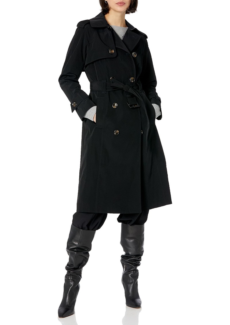 London Fog Women's Plus Size Double-Breasted 3/4 Length Belted Trench Coat
