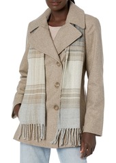London Fog Women's Double Breasted Peacoat with Scarf