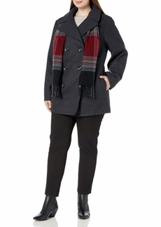 LONDON FOG womens Double Breasted Peacoat With Scarf Pea Coat   US