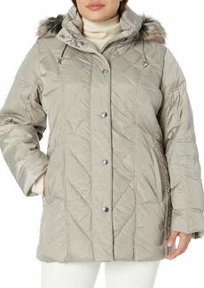 London Fog Women's Diamond Quilted Down Coat  X Large