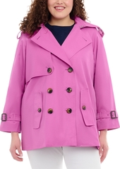 London Fog Women's Plus Size Hooded Double-Breasted Trench Coat