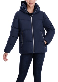 London Fog Women's Short Puffer Jacket with Detachable Hood