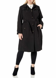 LONDON FOG Women's Single Breasted Belted Trench with Hood