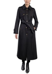 London Fog Women's Single-Breasted Hooded Maxi Trench Coat