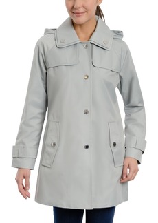 London Fog Women's Single-Breasted Hooded Raincoat